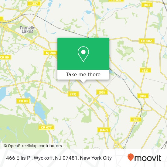 Mapa de 466 Ellis Pl, Wyckoff, NJ 07481