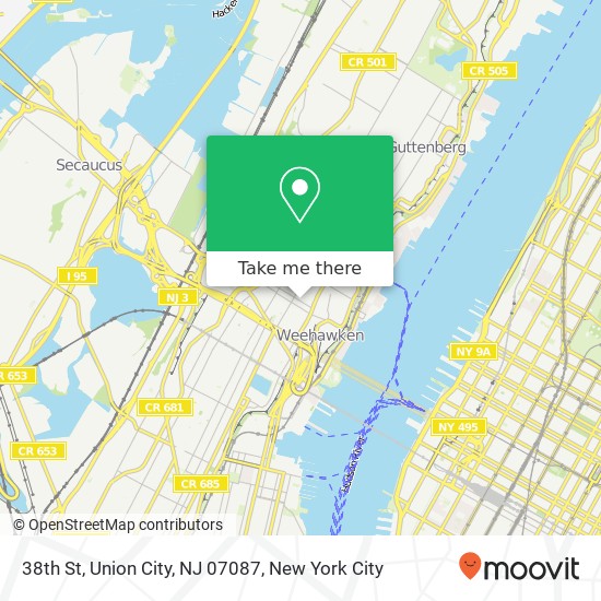 Mapa de 38th St, Union City, NJ 07087