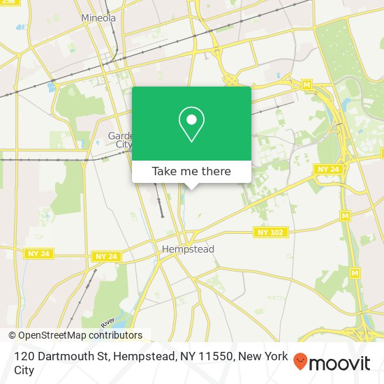 Mapa de 120 Dartmouth St, Hempstead, NY 11550