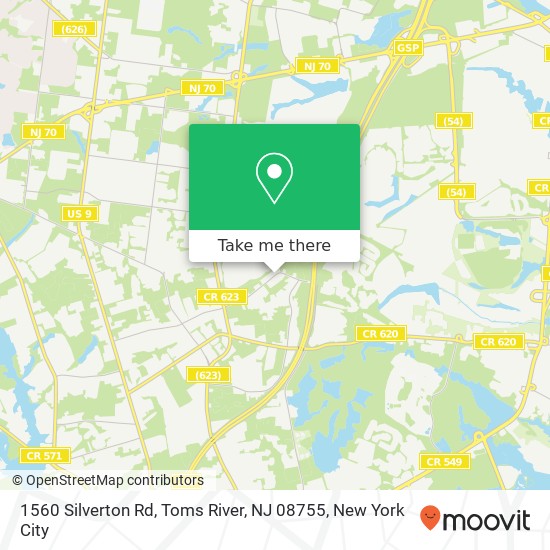 Mapa de 1560 Silverton Rd, Toms River, NJ 08755