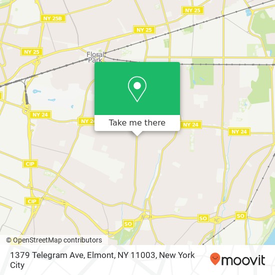 Mapa de 1379 Telegram Ave, Elmont, NY 11003