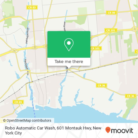 Mapa de Robo Automatic Car Wash, 601 Montauk Hwy