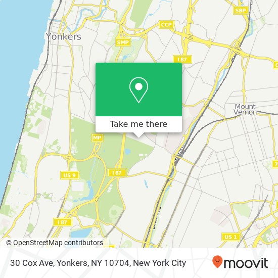 Mapa de 30 Cox Ave, Yonkers, NY 10704