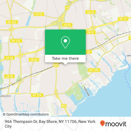 966 Thompson Dr, Bay Shore, NY 11706 map