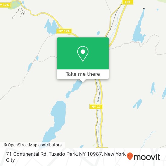 Mapa de 71 Continental Rd, Tuxedo Park, NY 10987