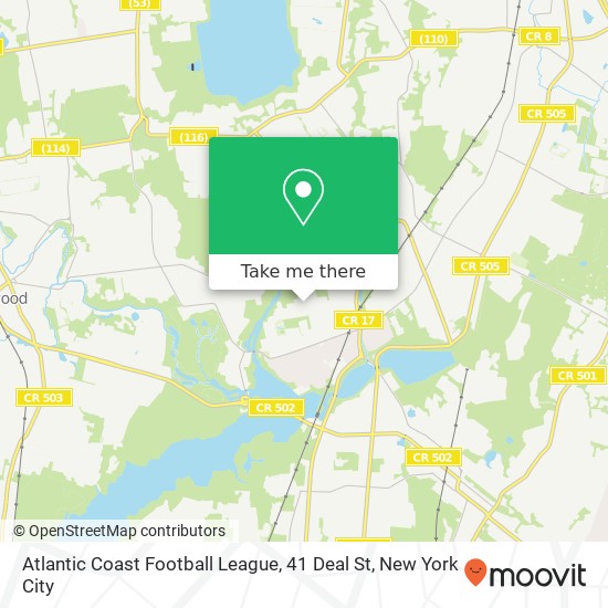 Atlantic Coast Football League, 41 Deal St map