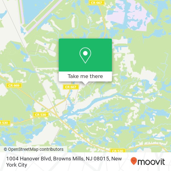 Mapa de 1004 Hanover Blvd, Browns Mills, NJ 08015