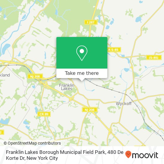 Franklin Lakes Borough Municipal Field Park, 480 De Korte Dr map