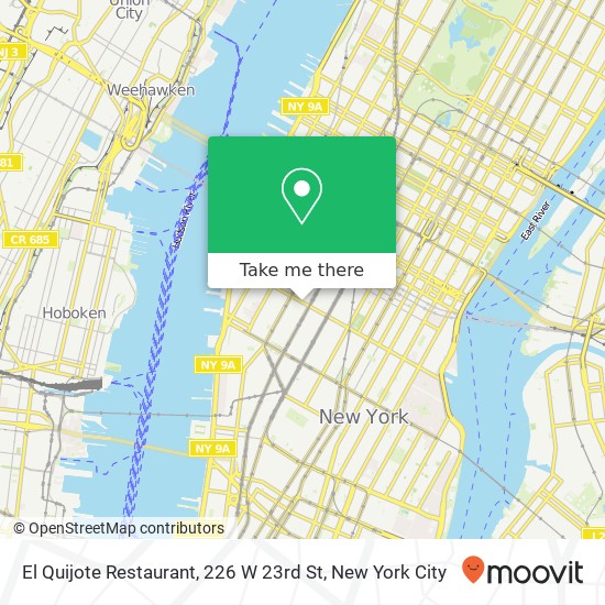 Mapa de El Quijote Restaurant, 226 W 23rd St