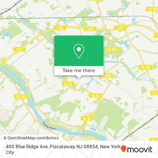 Mapa de 400 Blue Ridge Ave, Piscataway, NJ 08854