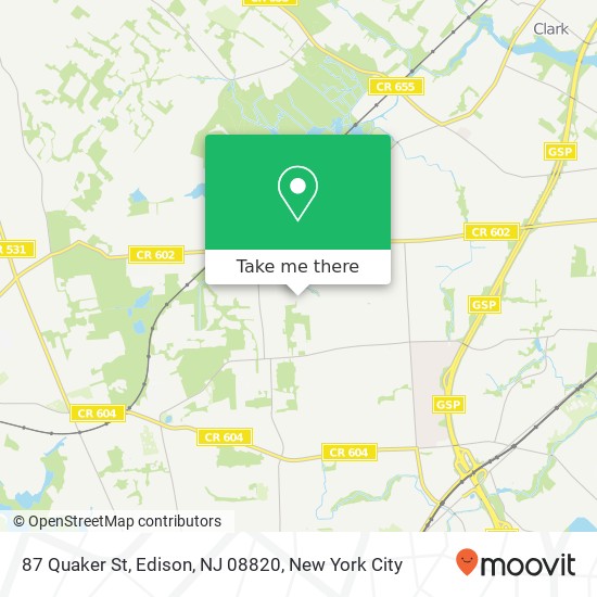 Mapa de 87 Quaker St, Edison, NJ 08820