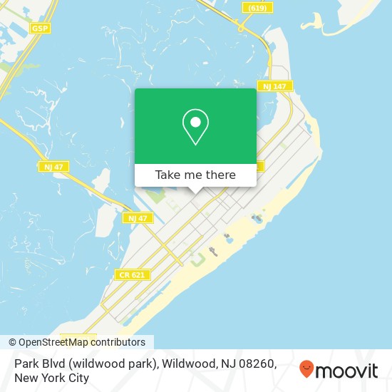 Mapa de Park Blvd (wildwood park), Wildwood, NJ 08260