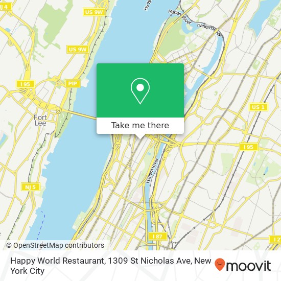 Happy World Restaurant, 1309 St Nicholas Ave map