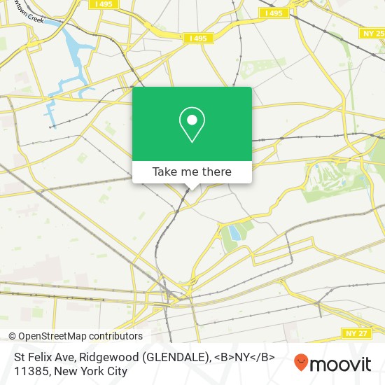 St Felix Ave, Ridgewood (GLENDALE), <B>NY< / B> 11385 map