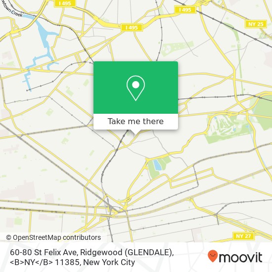 Mapa de 60-80 St Felix Ave, Ridgewood (GLENDALE), <B>NY< / B> 11385
