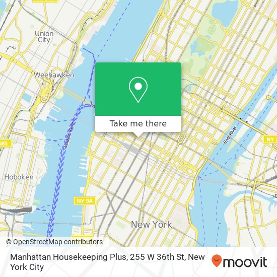 Mapa de Manhattan Housekeeping Plus, 255 W 36th St