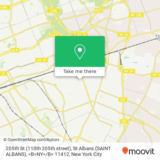 Mapa de 205th St (110th 205th street), St Albans (SAINT ALBANS), <B>NY< / B> 11412