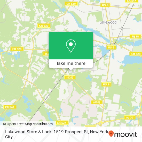 Mapa de Lakewood Store & Lock, 1519 Prospect St