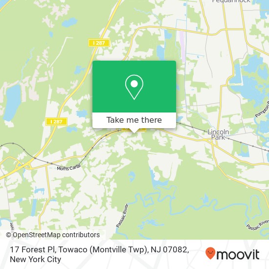 Mapa de 17 Forest Pl, Towaco (Montville Twp), NJ 07082