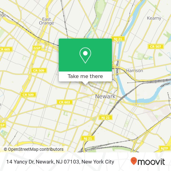 Mapa de 14 Yancy Dr, Newark, NJ 07103