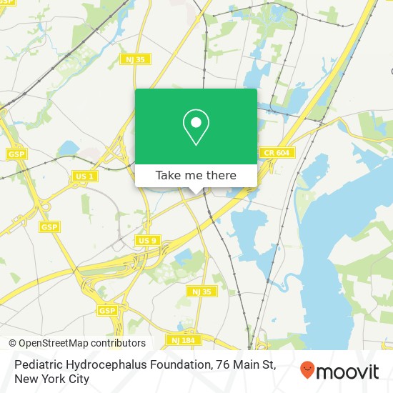 Mapa de Pediatric Hydrocephalus Foundation, 76 Main St