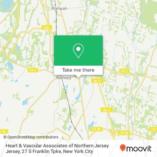 Mapa de Heart & Vascular Associates of Northern Jersey Jersey, 27 S Franklin Tpke