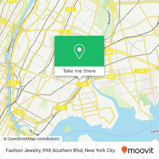 Mapa de Fashion Jewelry, 998 Southern Blvd
