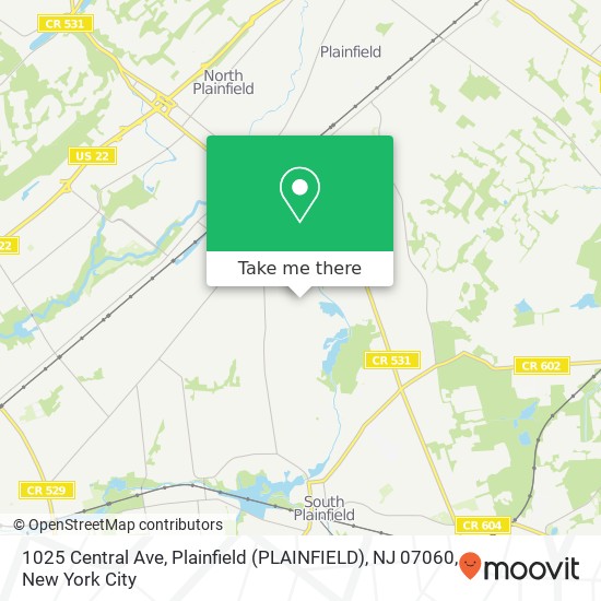 Mapa de 1025 Central Ave, Plainfield (PLAINFIELD), NJ 07060