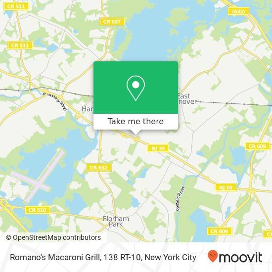 Mapa de Romano's Macaroni Grill, 138 RT-10