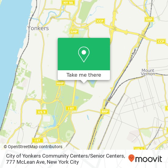 Mapa de City of Yonkers Community Centers / Senior Centers, 777 McLean Ave