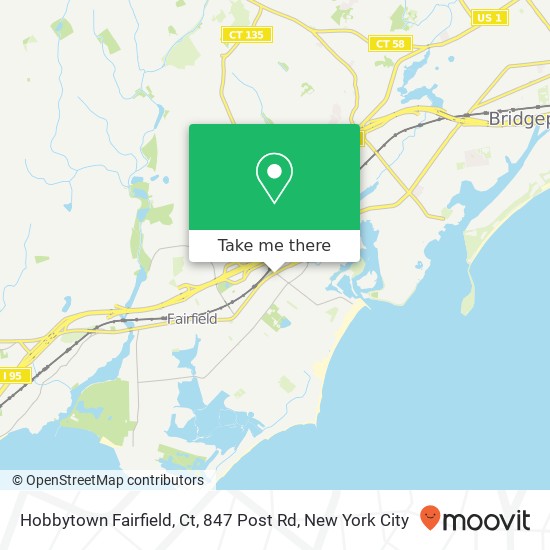Mapa de Hobbytown Fairfield, Ct, 847 Post Rd
