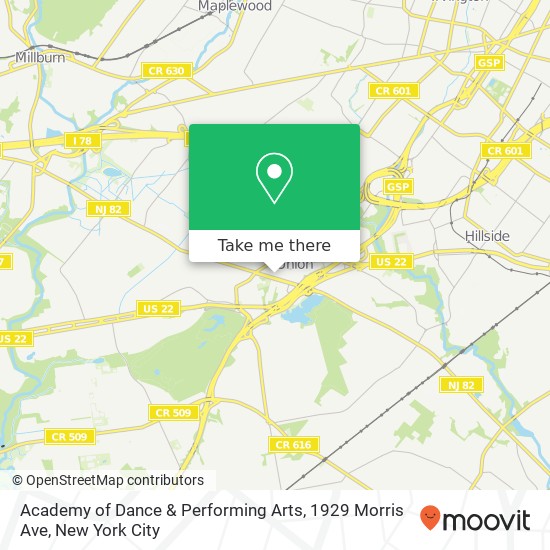 Mapa de Academy of Dance & Performing Arts, 1929 Morris Ave