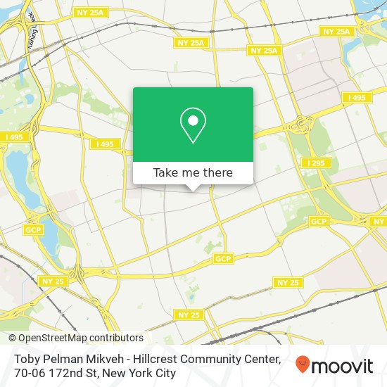 Toby Pelman Mikveh - Hillcrest Community Center, 70-06 172nd St map