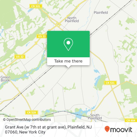 Mapa de Grant Ave (w 7th st at grant ave), Plainfield, NJ 07060