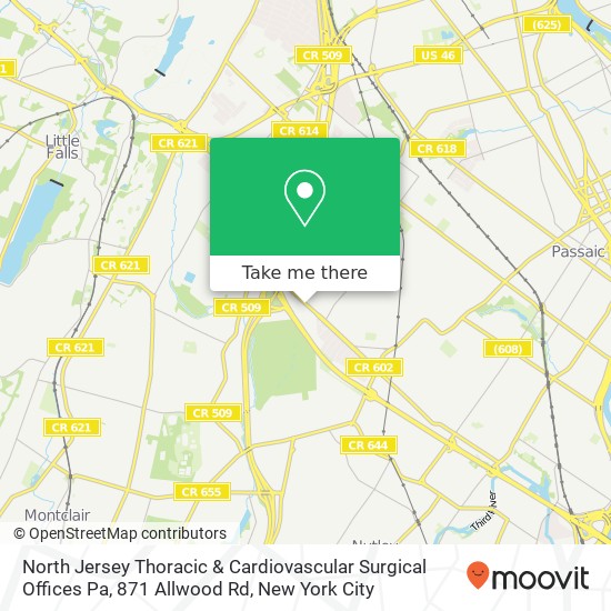 Mapa de North Jersey Thoracic & Cardiovascular Surgical Offices Pa, 871 Allwood Rd
