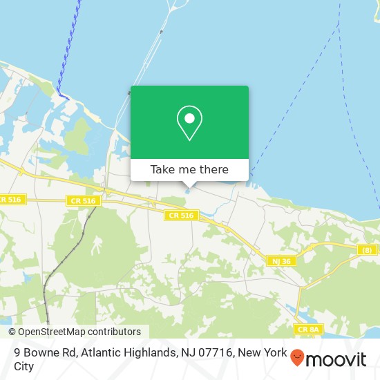 Mapa de 9 Bowne Rd, Atlantic Highlands, NJ 07716