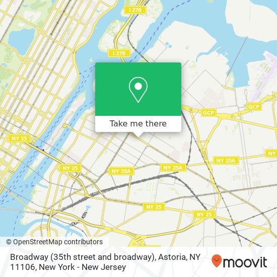 Mapa de Broadway (35th street and broadway), Astoria, NY 11106