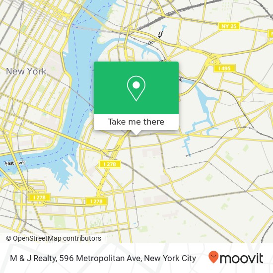 Mapa de M & J Realty, 596 Metropolitan Ave