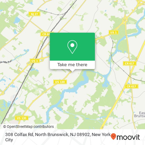 Mapa de 308 Colfax Rd, North Brunswick, NJ 08902