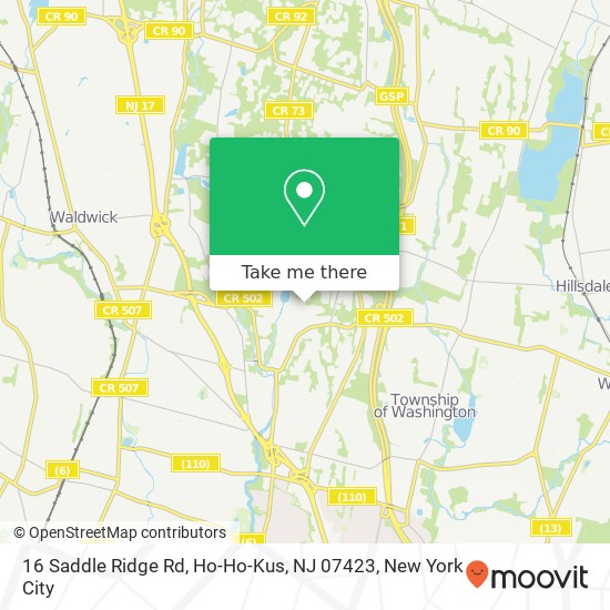 Mapa de 16 Saddle Ridge Rd, Ho-Ho-Kus, NJ 07423