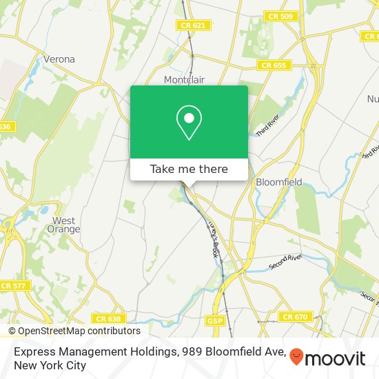 Mapa de Express Management Holdings, 989 Bloomfield Ave