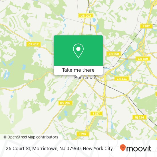 Mapa de 26 Court St, Morristown, NJ 07960