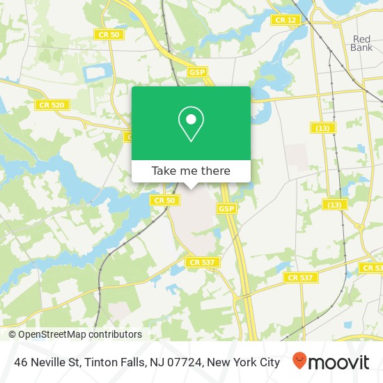 Mapa de 46 Neville St, Tinton Falls, NJ 07724