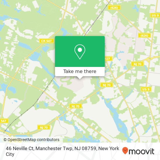 Mapa de 46 Neville Ct, Manchester Twp, NJ 08759
