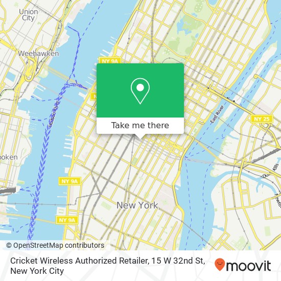 Mapa de Cricket Wireless Authorized Retailer, 15 W 32nd St