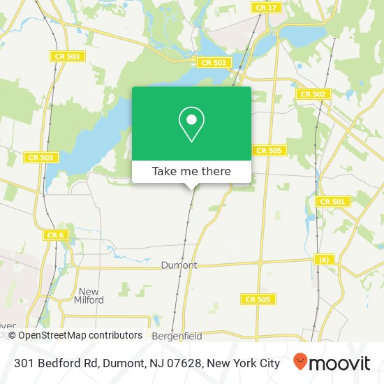 Mapa de 301 Bedford Rd, Dumont, NJ 07628