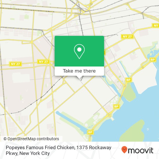 Mapa de Popeyes Famous Fried Chicken, 1375 Rockaway Pkwy