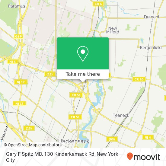 Mapa de Gary F Spitz MD, 130 Kinderkamack Rd