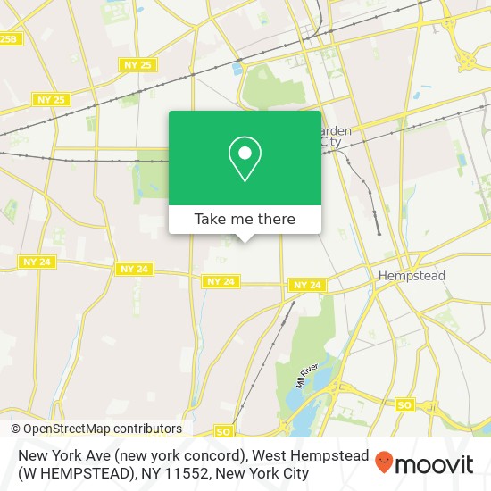 New York Ave (new york concord), West Hempstead (W HEMPSTEAD), NY 11552 map