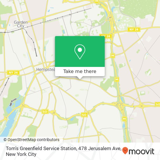 Mapa de Tom's Greenfield Service Station, 478 Jerusalem Ave